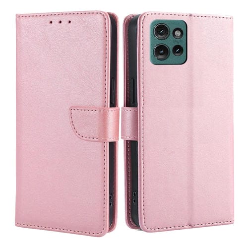 Funda de Piel con Tapa y Hebilla para Motorola Edge 50 5G (Oro Rosa)