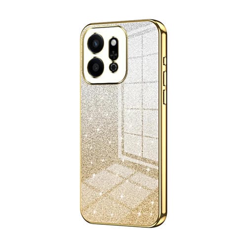 Funda para Teléfono Honor Play 9T 5G con Acabado en Polvo y Purpurina Degradada Galvanizada (Dorada)