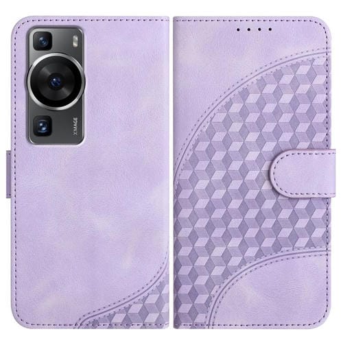 Funda de Cuero Huawei P60/P60 Pro con Relieve Cabeza de Elefante y Cordón (Morado Claro)