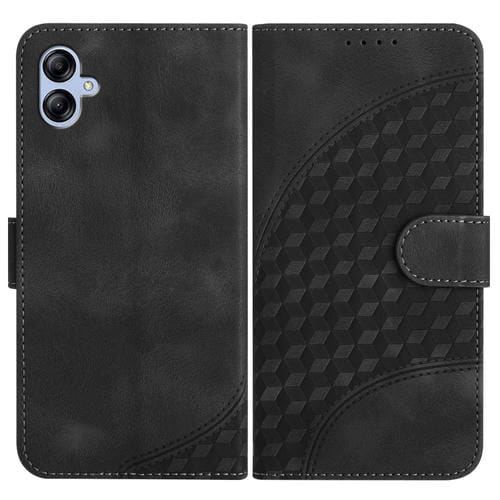 Funda de Cuero Samsung Galaxy A04E Yx0060 con Relieve y Cabeza de Elefante con Cordón (Negro)