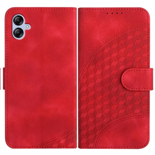 Funda de Cuero Samsung Galaxy A04E Yx0060 con Relieve y Cabeza de Elefante con Cordón (Rojo)