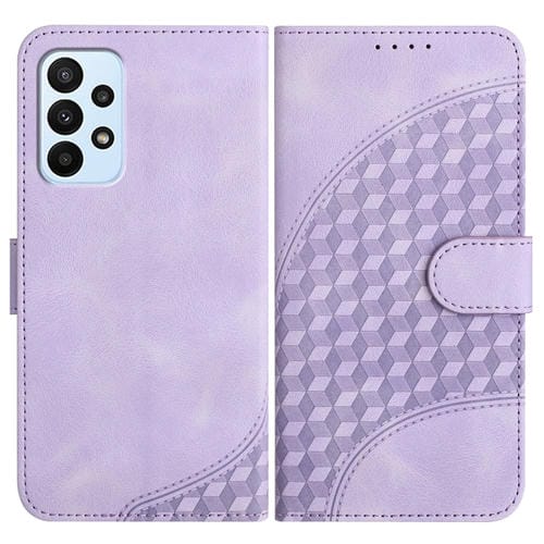 Funda para Samsung Galaxy A23 4G Yx0060 Cuero Relieve Cabeza de Elefante con Cordón (Púrpura Claro)