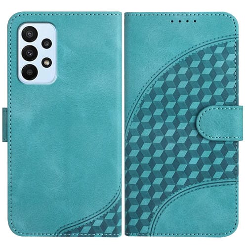 Funda para Samsung Galaxy A23 4G Yx0060 Cuero Relieve Cabeza de Elefante con Cordón (Azul Claro)