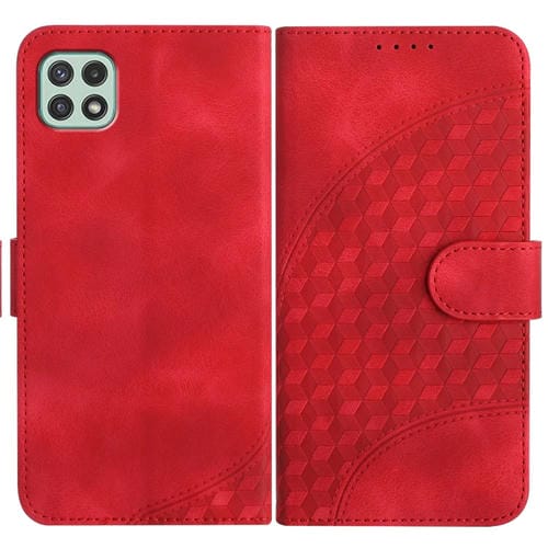Funda para Samsung Galaxy A22 5G Yx0060 Cuero Relieve Cabeza de Elefante con Cordón (Rojo)
