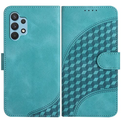 Funda para Samsung Galaxy A32 4G Yx0060 Cuero con Relieve y Cabeza de Elefante con Cordón (Azul Claro)