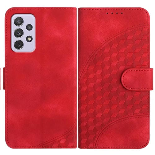 Funda de Cuero Samsung Galaxy A72 4G 5G Yx0060 con Relieve y Cabeza de Elefante con Cordón (Rojo)