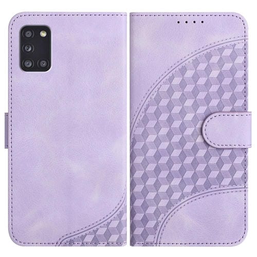 Funda para Teléfono Samsung Galaxy A31 Yx0060 Cuero con Relieve y Cabeza de Elefante con Cordón (Púrpura Claro)