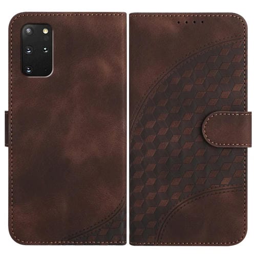 Funda para teléfono Samsung Galaxy S20 Yx0060 cuero con relieve cabeza de elefante con cordón (Café)