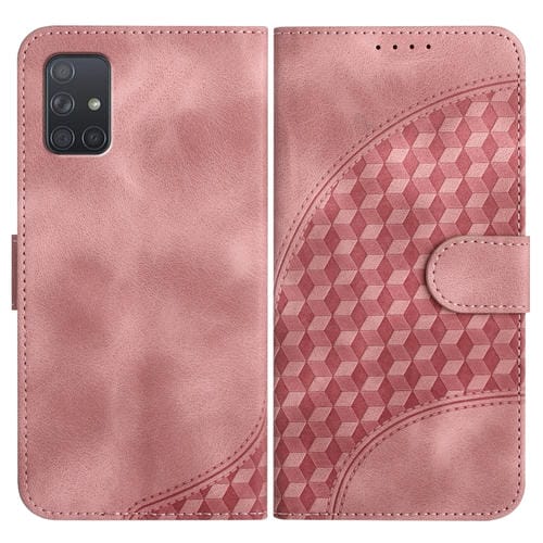Funda para Samsung Galaxy A71 4G Yx0060 Cuero Relieve Cabeza de Elefante con Cordón (Rosa)