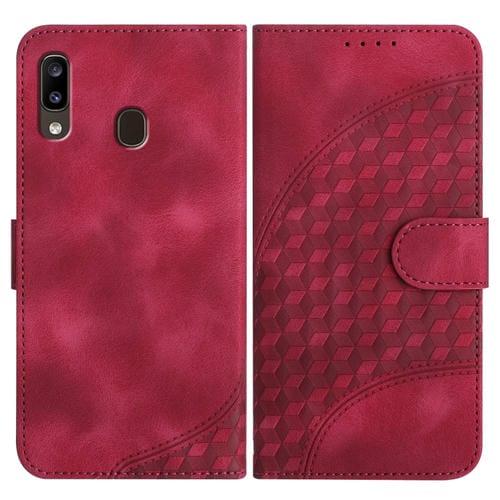 Funda para Teléfono Samsung Galaxy A20 A30 Yx0060 Cuero Relieve Cabeza de Elefante con Cordón (Rojo Rosa)