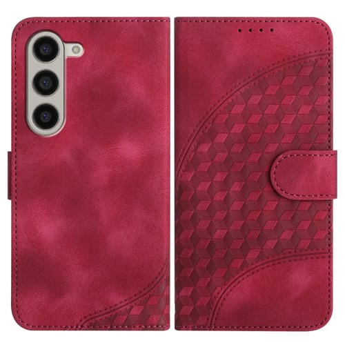Funda para Samsung Galaxy Z Fold5 5G Yx0060 Cuero con Relieve y Cabeza de Elefante con Cordón (Rojo Rosa)