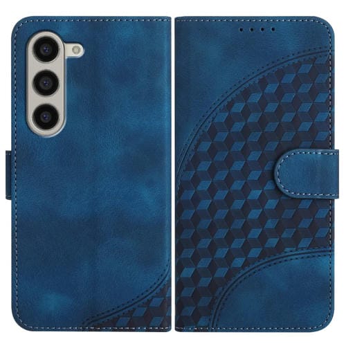 Funda de Cuero Samsung Galaxy Z Fold5 5G Yx0060 con Relieve y Cabeza de Elefante con Cordón (Azul Real)