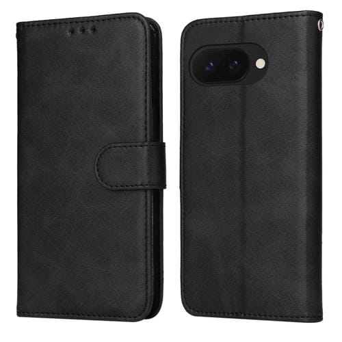 Funda de Piel con Tapa y Textura Clásica de Becerro para Google Pixel 9A (Negra)
