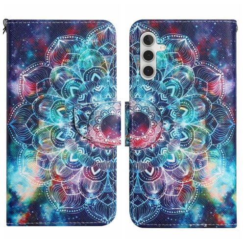 Funda de Cuero Samsung Galaxy A05S con Patrón de Dibujo de Colores (Star Mandala)