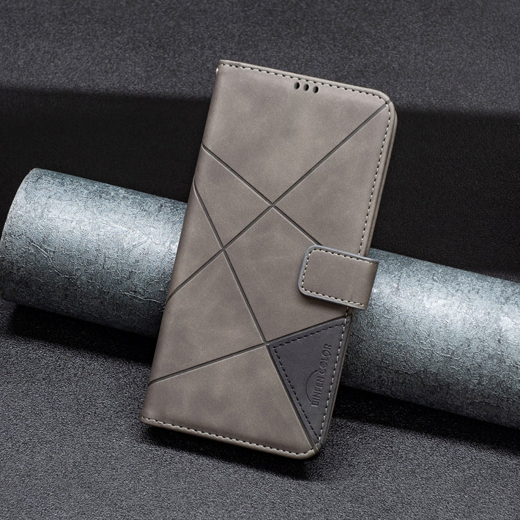 Funda de Cuero con Textura de Rombos y Hebilla Magnética para OnePlus 13 Bf05 (Gris)