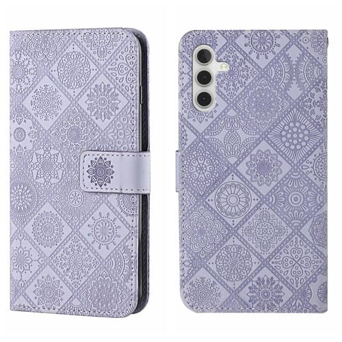 Funda para Teléfono Samsung Galaxy A35 Cuero Patrón En Relieve Estilo Étnico (Púrpura)