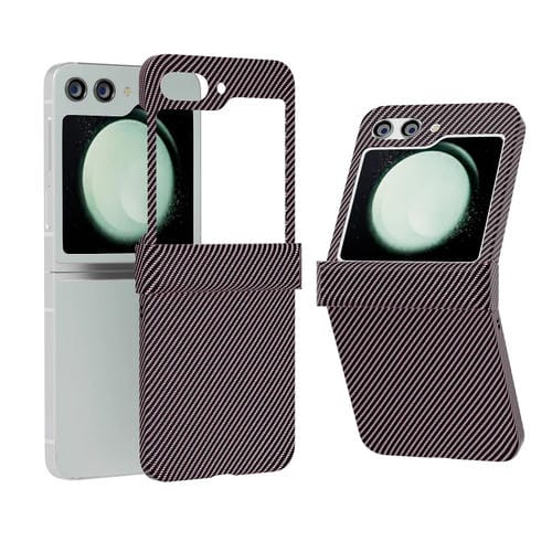 Funda para Teléfono Samsung Galaxy Z Flip5 5G con Adhesivo de Agua y Fibra de Carbono (Rojo)