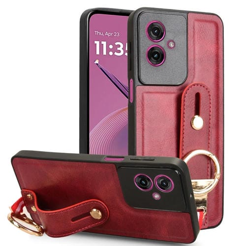Funda de Cuero con Correa para El Cuello Motorola Moto G55 5G (Rojo)