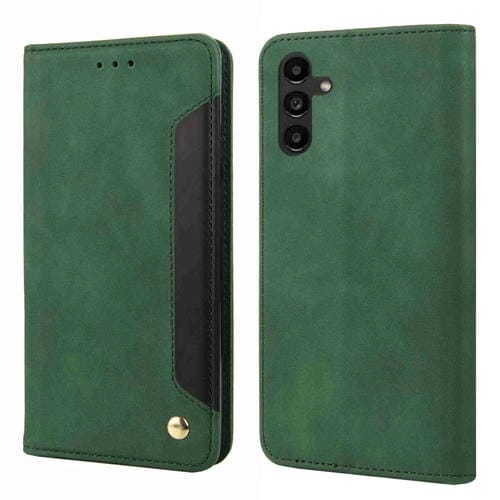 Funda de Cuero para Samsung Galaxy A15 Skin Feel Splicing (Verde)