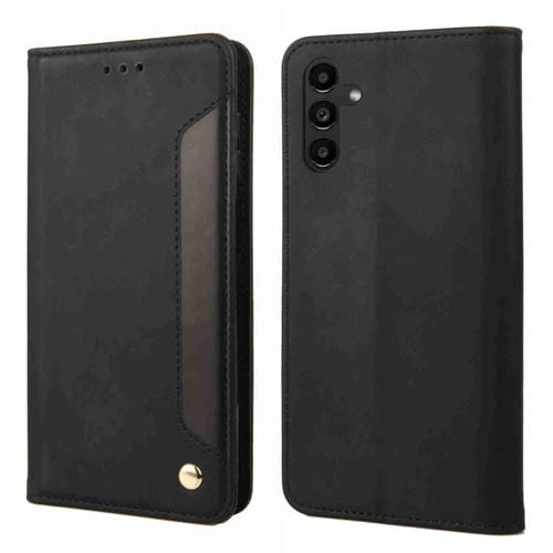 Funda de Cuero para Teléfono Samsung Galaxy A35 Skin Feel Splicing (Negro)