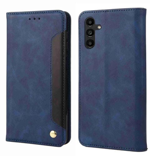 Funda de Cuero Samsung Galaxy A55 Skin Feel Splicing para Teléfono (Azul)