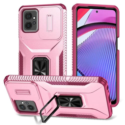 Estuche para Motorola Moto G Power 2023 con Soporte Deslizante para Levas (Rosa + Rojo Rosa)