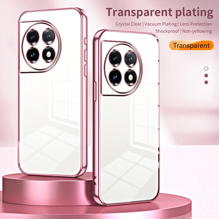 Funda para OnePlus 11 con Orificio Fino y Revestimiento Transparente (Rosa)