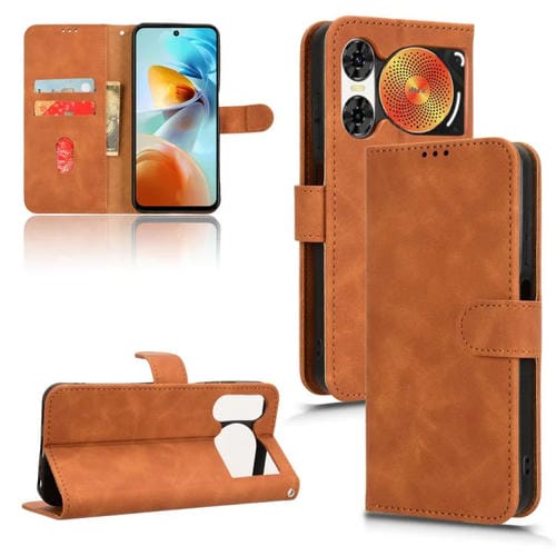 Funda de Cuero para ZTE Nubia Music 2 con Tapa Magnética y Diseño de Piel (Marrón)