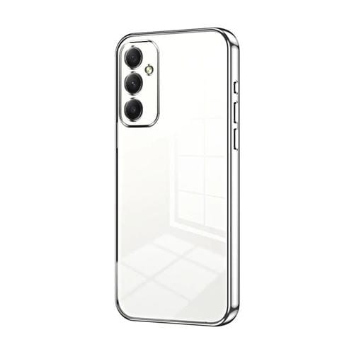 Funda para Teléfono Samsung Galaxy A34 5G con Orificio Fino y Revestimiento Transparente (Plateado)