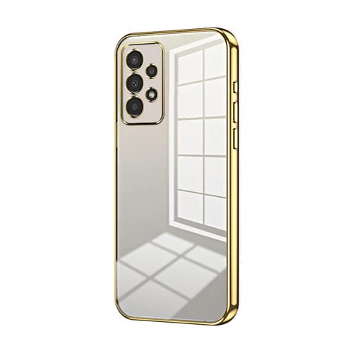 Funda para Teléfono Samsung Galaxy A13 4G con Orificio Fino y Revestimiento Transparente (Dorado)