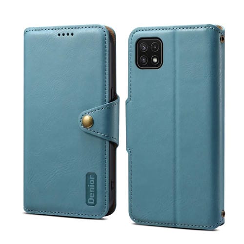 Funda para Teléfono Samsung Galaxy A22 5G Denior Textura Piel de Vaca Estilo Billetera (Azul)