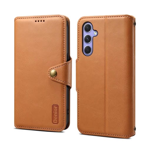 Funda para Teléfono Samsung Galaxy A54 5G Denior Textura Piel de Vaca Estilo Billetera (Caqui)