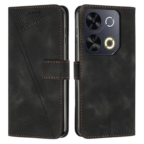 Funda de Cuero Triangular con Cordón Largo para Teléfono Itel P65 Dream (Negro)