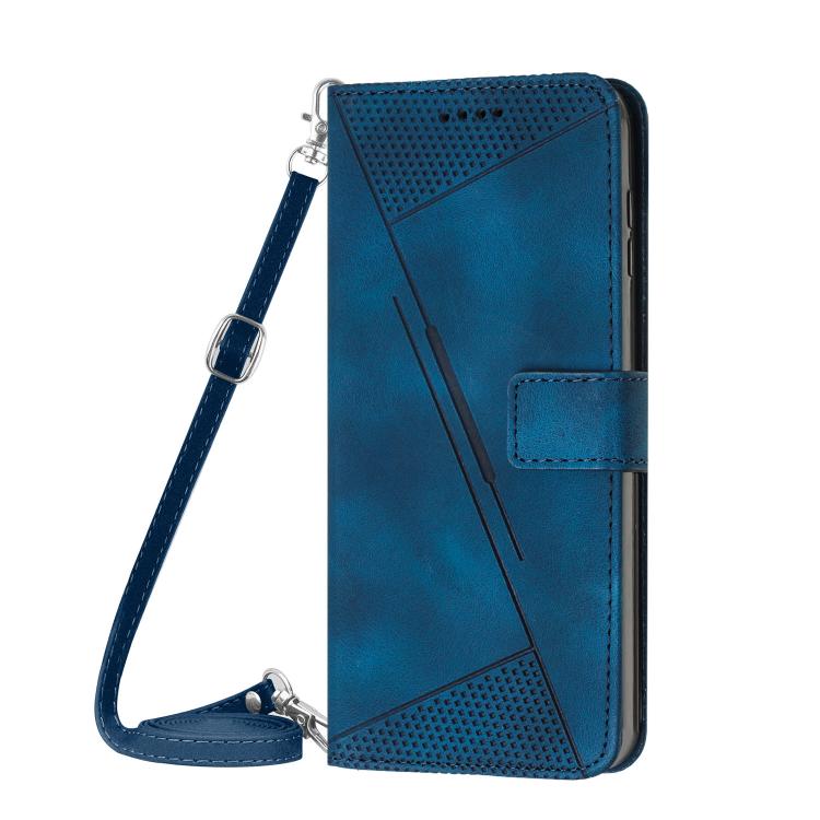Funda de Cuero Triangular Dream Triangle con Cordón Largo para Teléfono Itel S25 Ultra (Azul)