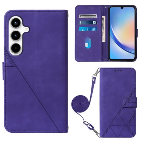 Funda para Samsung Galaxy A35 5G Crossbody de Cuero con Tapa en Relieve 3D (Púrpura)