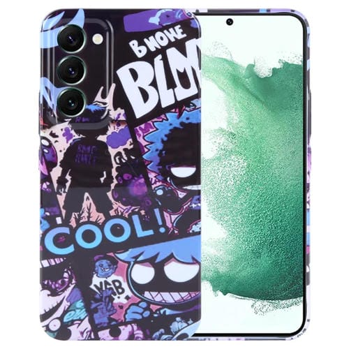 Estuche para teléfono Samsung Galaxy S22+ 5G PC con patrón pintado orificio preciso (Cómics Morados)