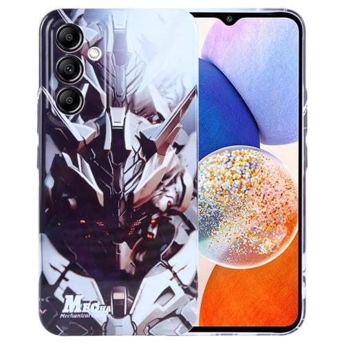 Funda para Teléfono Samsung Galaxy A14 5G PC con Orificio Preciso y Patrón Pintado (Robot Dorado)