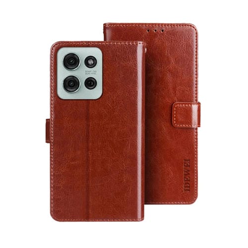 Funda de Cuero Crazy Horse para Motorola Moto G75 5G (Marrón)