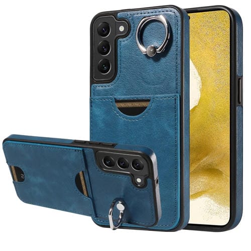 Funda para Teléfono Samsung Galaxy S22 + 5G con Soporte para Anillo y Ranura para Tarjeta (Azul)