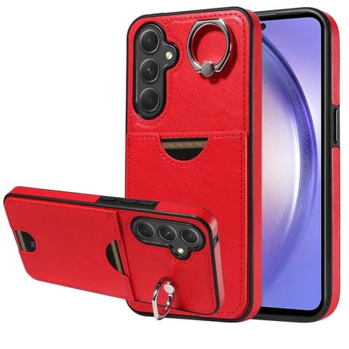 Funda para Teléfono Samsung Galaxy A54 5G con Soporte para Anillo y Ranura para Tarjeta (Rojo)