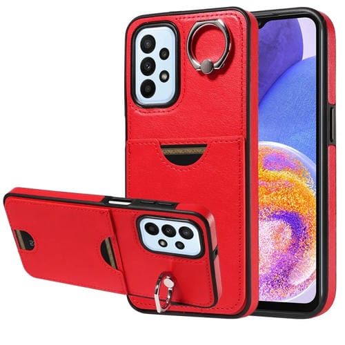 Funda para Teléfono Samsung Galaxy A23 con Soporte para Anillo y Ranura para Tarjeta (Rojo)