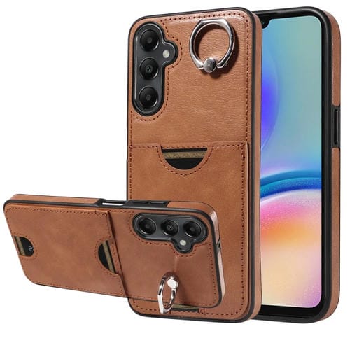 Funda para Teléfono Samsung Galaxy A05S con Soporte para Anillo y Ranura para Tarjeta (Marrón)