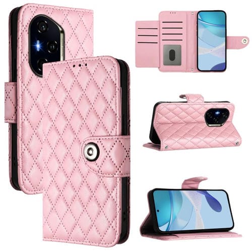 Funda de Cuero con Textura Rómbica y Cordón para Honor 400 (Rosa)