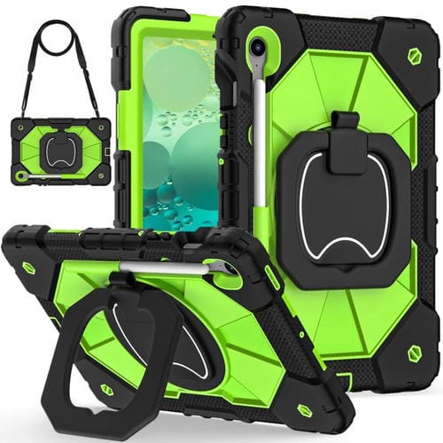 Funda híbrida de silicona con diseño de robot para Samsung Galaxy Tab S10 FE/S9 (negro, amarillo y verde)