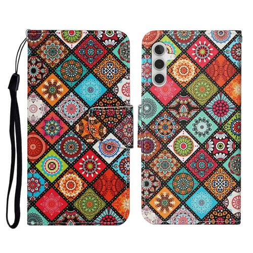 Funda para Samsung Galaxy A35 Cuero con Tapa y Patrón de Dibujo de Colores (Estilo Étnico)