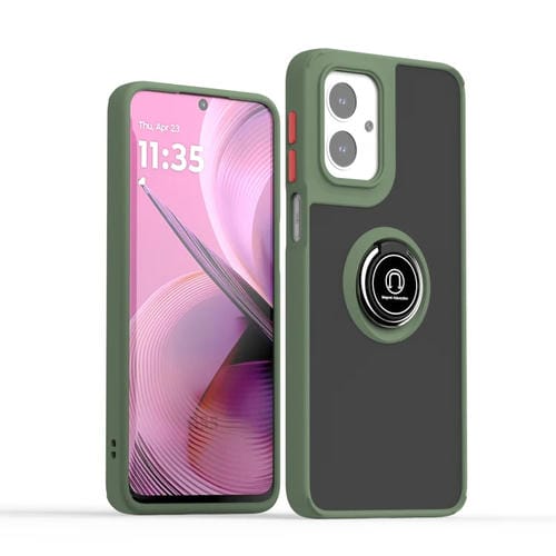 Funda TPU + PC con Anillo para Motorola Moto G55 Q Shadow 1 Series (Verde Militar)