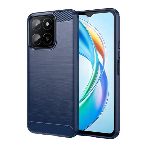 Funda de TPU con Textura Cepillada de Fibra de Carbono para Honor X5B (Azul)
