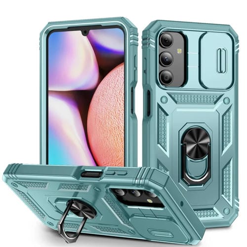 Funda para Samsung Galaxy A15 Sliding Camshield TPU + PC con Soporte (Verde)