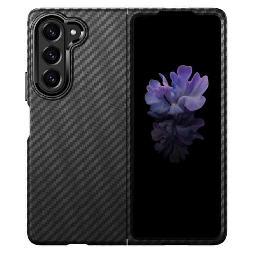 Funda Plegable para Samsung Galaxy Z Fold5 con Pegatina de Agua para PC (Fibra de Carbono Negra)