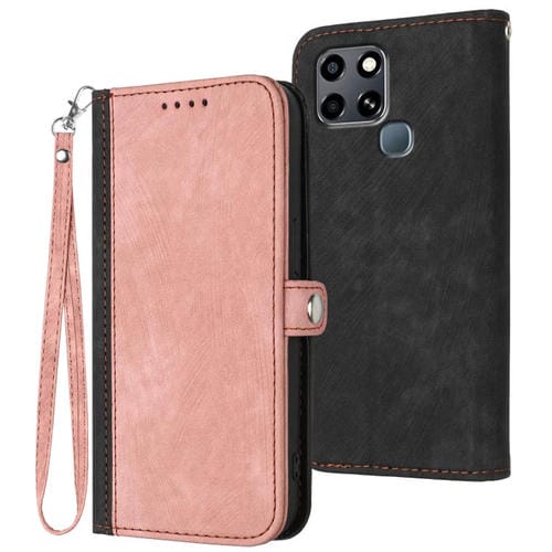 Funda de Cuero para Infinix Smart 6 y Smart 6 HD con Correa y Hebilla Doble Plegable (Rosa)